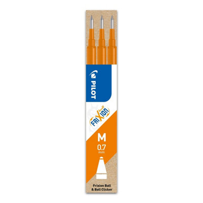 Pilot Frixion Refill Cartridges3 Pack (Orange) Medium 0.7mmFor Ball & Clicker PensWriteErase & Rewrite from B&Q
