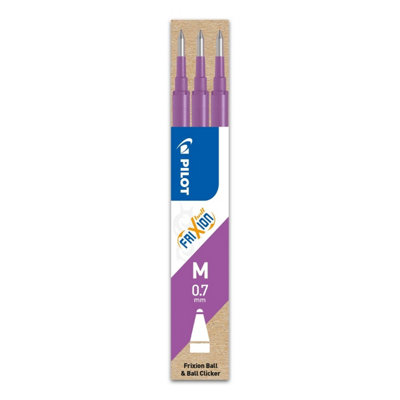 Pilot Frixion Refill Cartridges3 Pack (Purple) Medium 0.7mmFor Ball & Clicker PensWriteErase & Rewrite from B&Q
