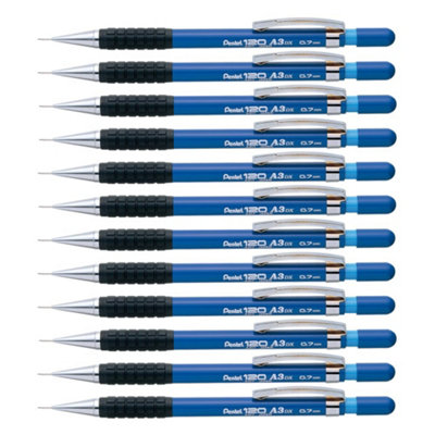 B&Q -  A300 Automatic Pencil With Rubber Grip And 2 X Hb 0.7mm Lead Blue Barrel Ref A317-C
