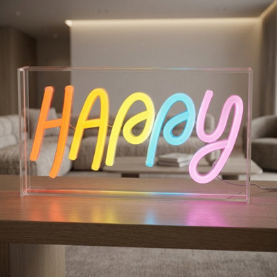 Neonesque Happy Vibes Led Neon Sign Light from B&Q