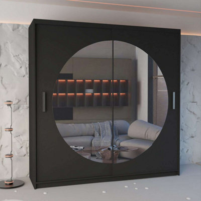 Sliding Wardrobes 4 U LTD Sliding Wardrobes 4U Venus Sliding Mirrored Wardrobe In 3 Colors And 2 Sizes (Black - W2030mm, H2170mm)