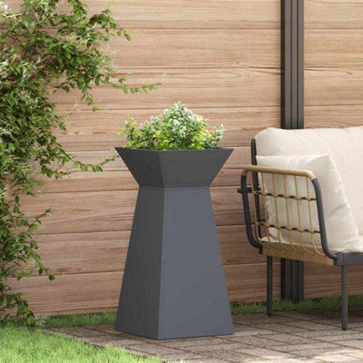 B&Q -  Garden Pillar Planters 2 Pcs With Bowl Anthracite 35X35X73 Cm Steel