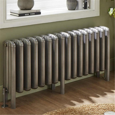 490mm (H) x 1025mm (W) - Antique Silver Horizontal Aluminum Radiator (Sibley) - (0.49m x 1.02m) - Depth 170mm