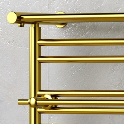 490mm Wide Dual Fuel Shiny Gold Heated Towel Rail Radiator OSLO ...