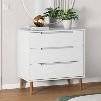 Berkfield Drawer Cabinet Molde White 80X40X80 Cm Solid Wood Pine from B&Q