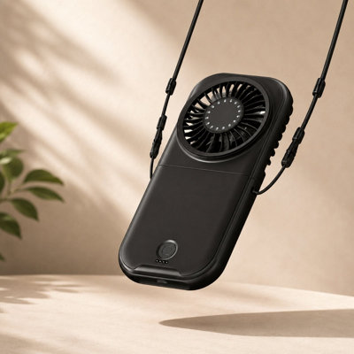  - Portable Handheld Fan Usb Rechargeable Folding Mini Desk Neck Fan Black