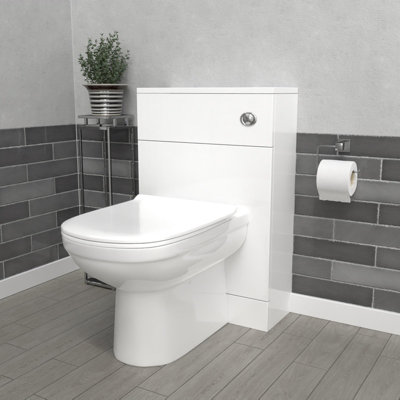 Nes Home Modern 500mm Back To Wall Toilet With Wc Bathroom White from B&Q