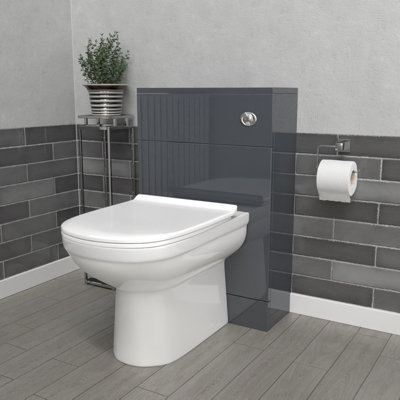 Nes Home Modern 500mm Back To Wall Toilet With Wc Bathroom Anthracite from B&Q