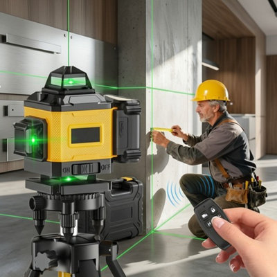 4D Self Leveling Laser LevelLaser Measuring Tool With Tripod Outdoor Use from B&Q