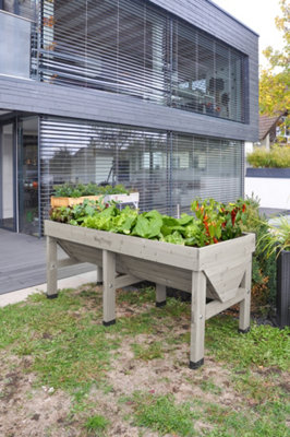 Vegtrug Grey Classic Raised Wooden Planter Fsc Cedar Wash 1834Mm X 760Mm X 800Mm Medium