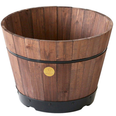 Vegtrug Wooden Barrel PlanterSmall Build-A-Barrel Kit Dark Brown from B&Q