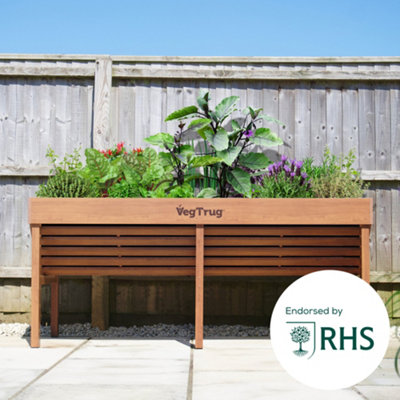 Vegtrug Aluminium Raised Bed Planter 1.8MTeak Wood Effect from B&Q