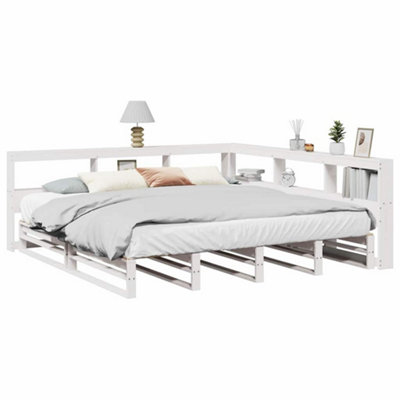 Berkfield Bookcase Bed Without Mattress White 180X200Cm Solid Wood Pine from B&Q