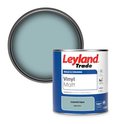 Leyland Trade Vinyl Matt Walls & Ceilings Emulsion Paint Colonial Aqua (Ppg1148-4) 1L from B&Q