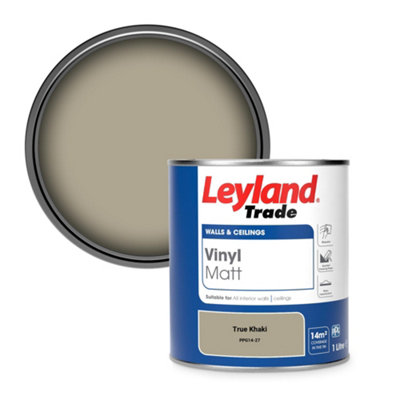 B&Q -  Vinyl Matt Walls & Ceilings Emulsion Paint True Khaki (Ppg14-27) 1L