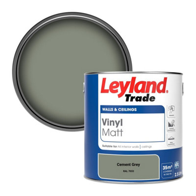 Leyland Trade Vinyl Matt Walls & Ceilings Emulsion Paint Cement Grey (Ral 7033) 2.5L from B&Q