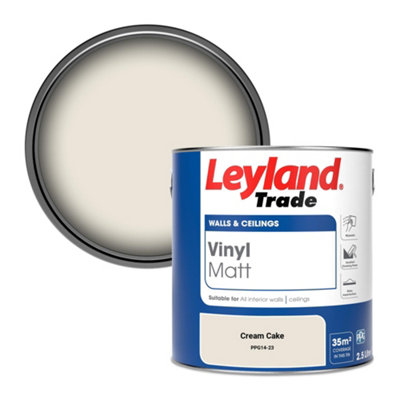 Leyland Trade Vinyl Matt Walls & Ceilings Emulsion Paint Cream Cake (Ppg14-23) 2.5L from B&Q