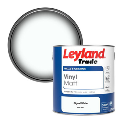 Leyland Trade Vinyl Matt Walls & Ceilings Emulsion Paint Signal White (Ral 9003) 2.5L from B&Q