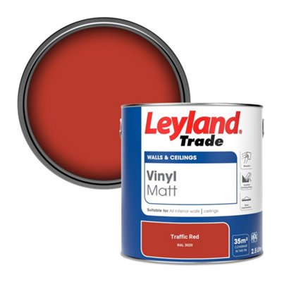 B&Q -  Vinyl Matt Walls & Ceilings Emulsion Paint Traffic Red (Ral 3020) 2.5L