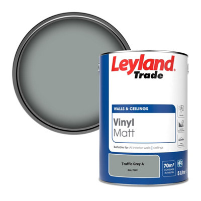 Leyland Trade Vinyl Matt Walls & Ceilings Emulsion Paint Traffic Grey A (Ral 7042) 5L from B&Q