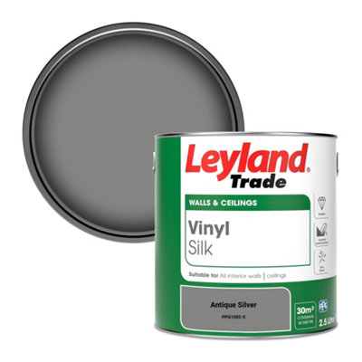 Leyland Trade Vinyl Silk Walls & Ceilings Emulsion Paint Antique Silver (Ppg1002-5)2.5L from B&Q