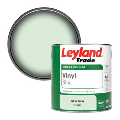 Leyland Trade Vinyl Silk Walls & Ceilings Emulsion Paint Citrus Spray (Ppg1225-2)2.5L from B&Q