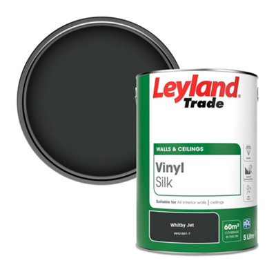 Leyland Trade Vinyl Silk Walls & Ceilings Emulsion Paint Whitby Jet (Ppg1001-7)5L from B&Q