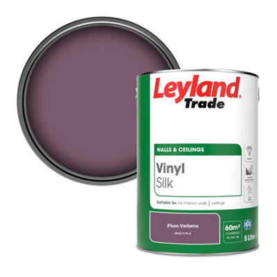 Leyland Trade Vinyl Silk Walls & Ceilings Emulsion Paint Plum Verbena (Ppg1179-6)5L from B&Q