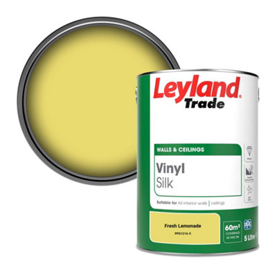 Leyland Trade Vinyl Silk Walls & Ceilings Emulsion Paint Fresh Lemonade (Ppg1216-5)5L from B&Q
