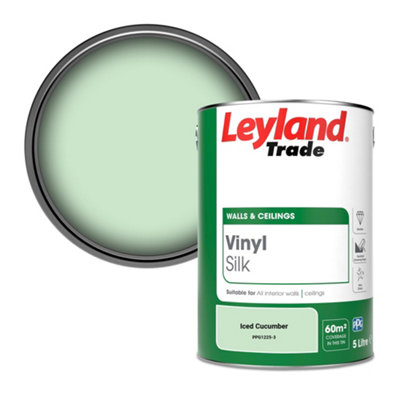 Leyland Trade Vinyl Silk Walls & Ceilings Emulsion Paint Iced Cucumber (Ppg1225-3)5L from B&Q