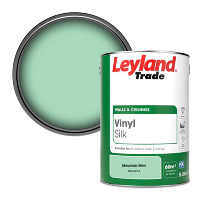 Leyland Trade Vinyl Silk Walls & Ceilings Emulsion Paint Mountain Mint (Ppg1227-3)5L from B&Q
