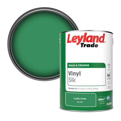 Leyland Trade Vinyl Silk Walls & Ceilings Emulsion Paint Traffic Green (Ral 6024)5L from B&Q