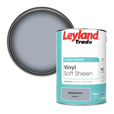 B&Q -  Vinyl Soft Sheen Walls & Ceilings Emulsion Paint Glistening Gray (Ppg1043-4)5L