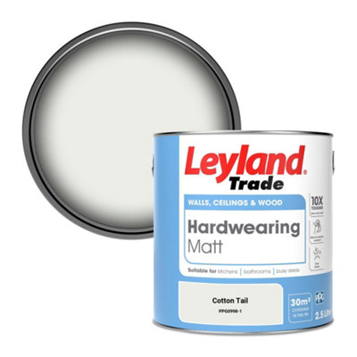 B&Q -  Hardwearing Matt Emulsion Paint Cotton Tail (Ppg0998-1) 2.5L