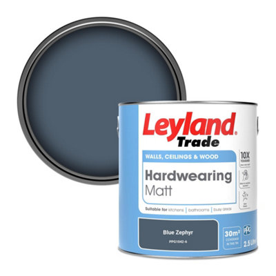 B&Q -  Hardwearing Matt Emulsion Paint Blue Zephyr (Ppg1042-6) 2.5L