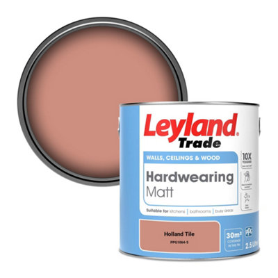 B&Q -  Hardwearing Matt Emulsion Paint Holland Tile (Ppg1064-5) 2.5L