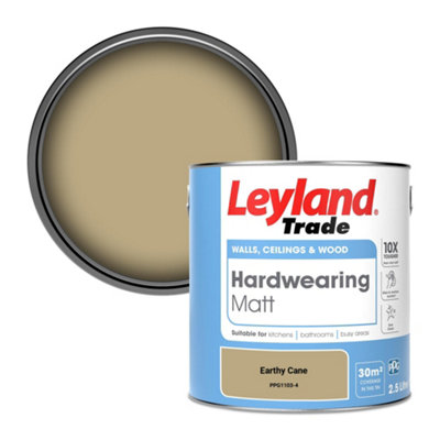 B&Q -  Hardwearing Matt Emulsion Paint Earthy Cane (Ppg1103-4) 2.5L