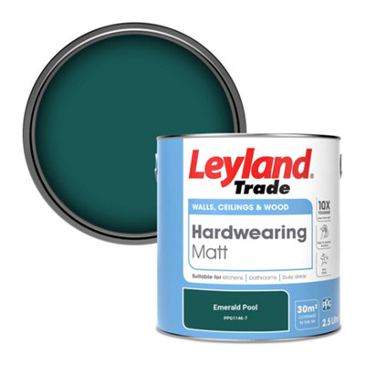 Leyland Trade Hardwearing Matt Emulsion Paint Emerald Pool (Ppg1146-7) 2.5L from B&Q