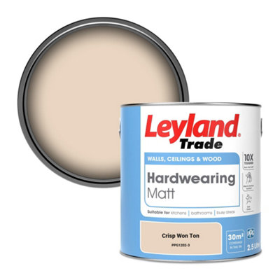 Leyland Trade Hardwearing Matt Emulsion Paint Crisp Won Ton (Ppg1202-3) 2.5L from B&Q
