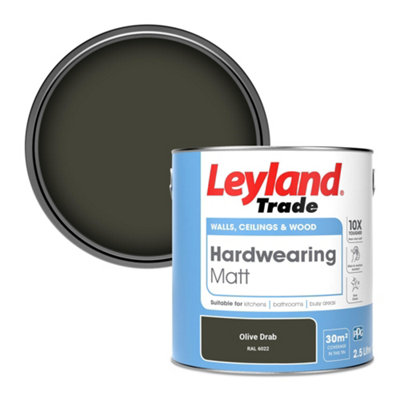 Leyland Trade Hardwearing Matt Emulsion Paint Olive Drab (Ral 6022) 2.5L from B&Q