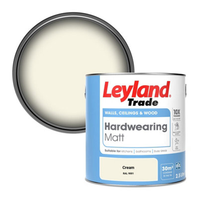 Leyland Trade Hardwearing Matt Emulsion Paint Cream (Ral 9001) 2.5L from B&Q