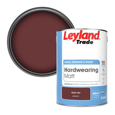 B&Q -  Hardwearing Matt Emulsion Paint Ruby Lips (Ppg1052-7) 5L