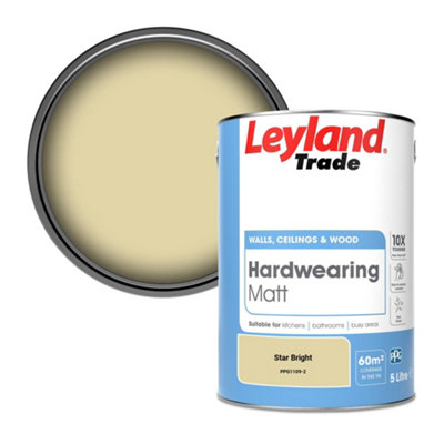 B&Q -  Hardwearing Matt Emulsion Paint Star Bright (Ppg1109-2) 5L