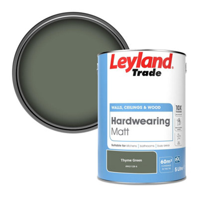 B&Q -  Hardwearing Matt Emulsion Paint Thyme Green (Ppg1128-6) 5L