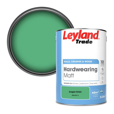 Leyland Trade Hardwearing Matt Emulsion Paint Aragon Green (Ppg1227-5) 5L from B&Q