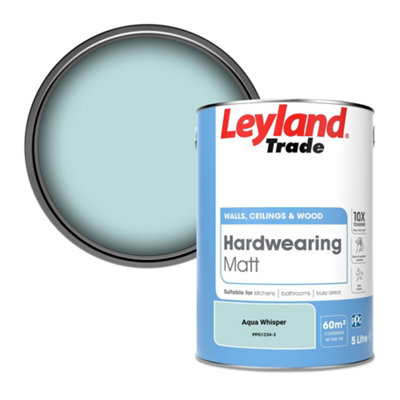 Leyland Trade Hardwearing Matt Emulsion Paint Aqua Whisper (Ppg1234-3) 5L from B&Q