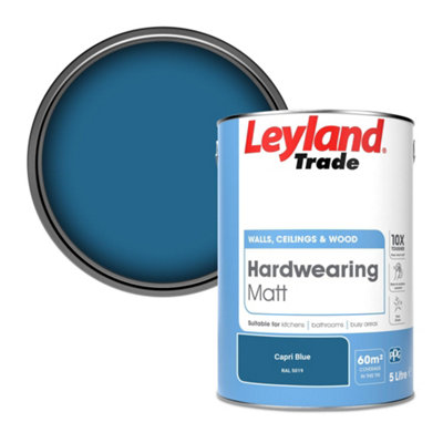 Leyland Trade Hardwearing Matt Emulsion Paint Capri Blue (Ral 5019) 5L from B&Q