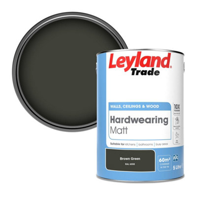 Leyland Trade Hardwearing Matt Emulsion Paint Brown Green (Ral 6008) 5L from B&Q