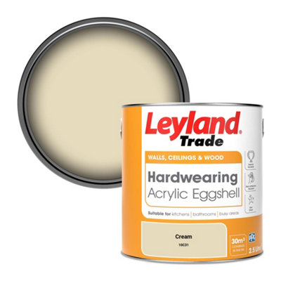 Leyland Trade Hardwearing Acrylic Eggshell Emulsion Paint Cream (10C31) 2.5L from B&Q