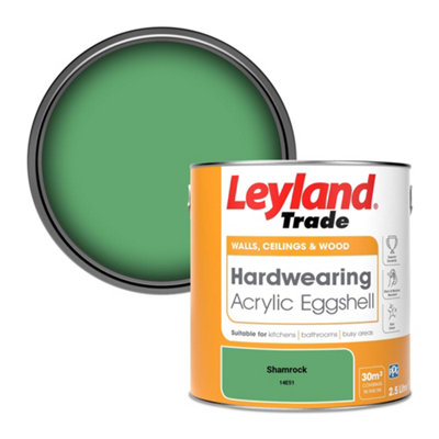 Leyland Trade Hardwearing Acrylic Eggshell Emulsion Paint Shamrock (14E51) 2.5L from B&Q